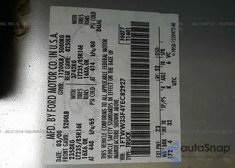 2000 Ford F350 Super Duty z USA, uszkodzony, nr VIN 1FTWW33F4YEC82927